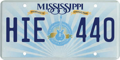 MS license plate HIE440
