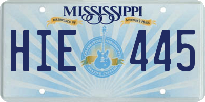 MS license plate HIE445