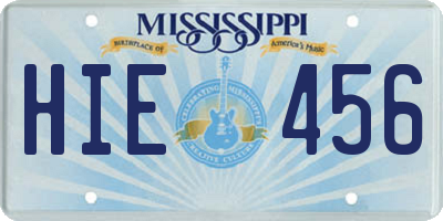 MS license plate HIE456