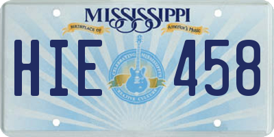 MS license plate HIE458