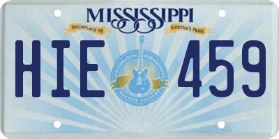 MS license plate HIE459