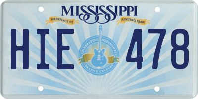 MS license plate HIE478