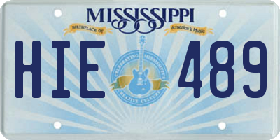 MS license plate HIE489