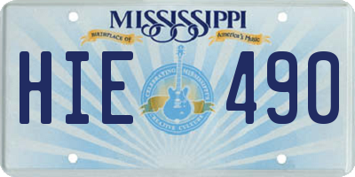 MS license plate HIE490