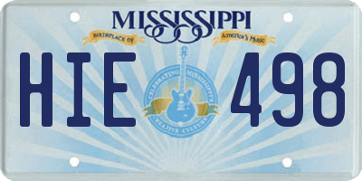 MS license plate HIE498