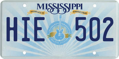 MS license plate HIE502