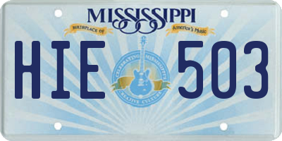 MS license plate HIE503