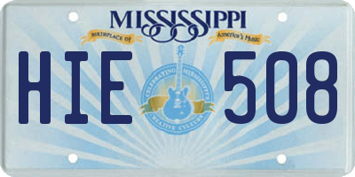 MS license plate HIE508