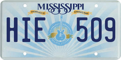 MS license plate HIE509
