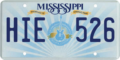 MS license plate HIE526
