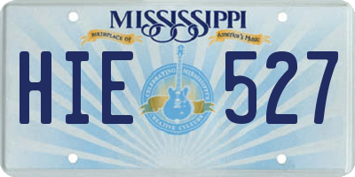 MS license plate HIE527