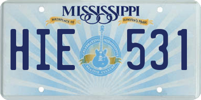 MS license plate HIE531