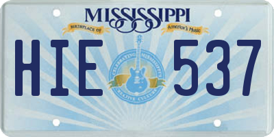 MS license plate HIE537