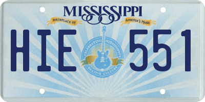 MS license plate HIE551