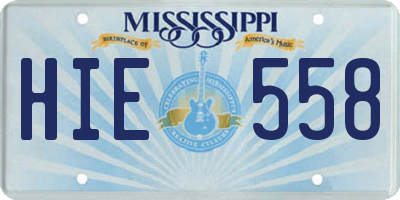 MS license plate HIE558