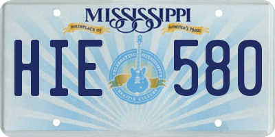 MS license plate HIE580