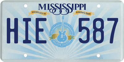 MS license plate HIE587