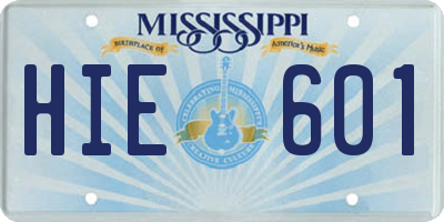 MS license plate HIE601