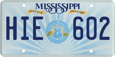 MS license plate HIE602