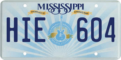 MS license plate HIE604