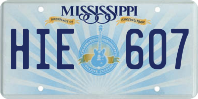 MS license plate HIE607