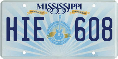 MS license plate HIE608