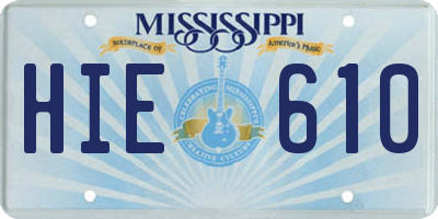 MS license plate HIE610
