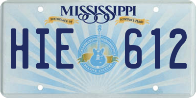MS license plate HIE612