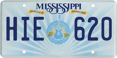 MS license plate HIE620