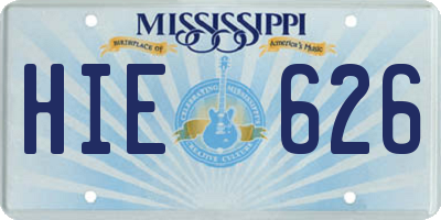 MS license plate HIE626