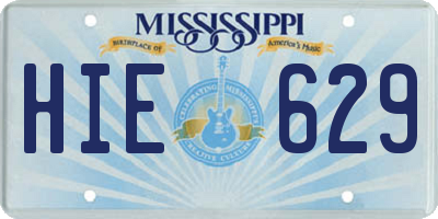 MS license plate HIE629