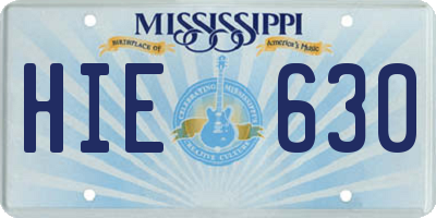MS license plate HIE630