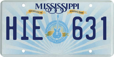 MS license plate HIE631