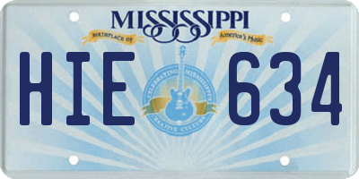 MS license plate HIE634