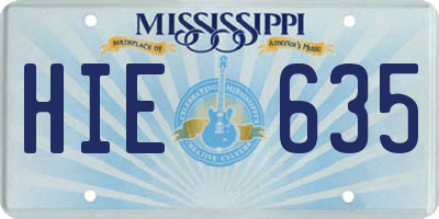 MS license plate HIE635