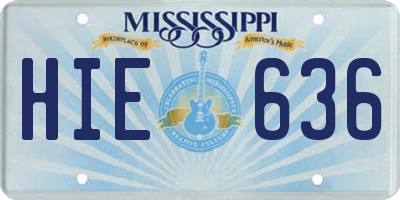 MS license plate HIE636