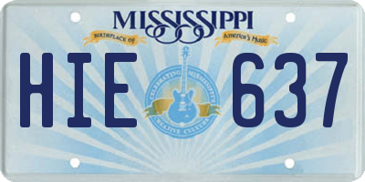 MS license plate HIE637