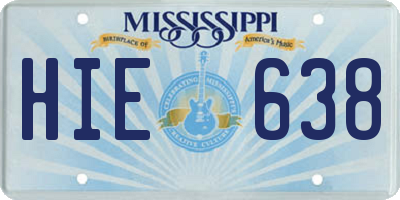 MS license plate HIE638