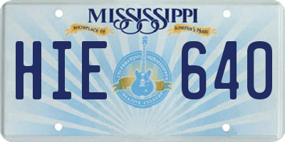 MS license plate HIE640