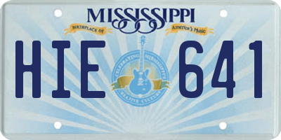 MS license plate HIE641