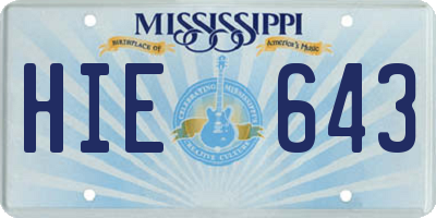 MS license plate HIE643