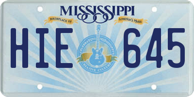 MS license plate HIE645