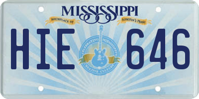 MS license plate HIE646