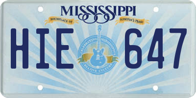 MS license plate HIE647