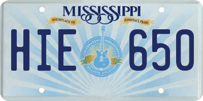 MS license plate HIE650