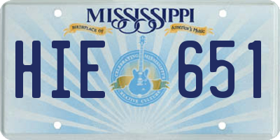 MS license plate HIE651