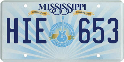 MS license plate HIE653