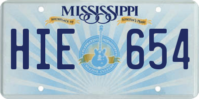 MS license plate HIE654