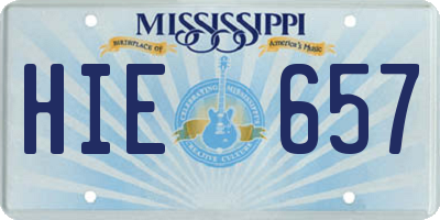 MS license plate HIE657