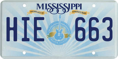 MS license plate HIE663
